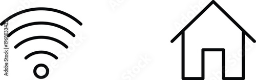 Wi-Fi and home icons simple line art for connectivity 