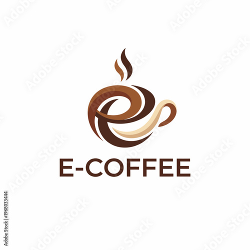 A beautifully crafted design of an e-coffee cup, complete with swirling steam, evoking warmth and comfort, ideal for showcasing modern cafe branding and digital concepts.