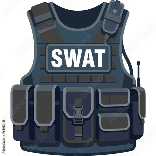 A detailed SWAT tactical vest symbolizes the commitment and readiness of law enforcement agencies to protect and serve communities in high-risk situations.