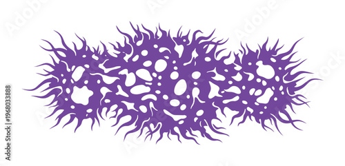 Purple death metal logo element, aggressive slam metal font style, organic splatter texture for heavy music branding, dark aesthetic vector graphic