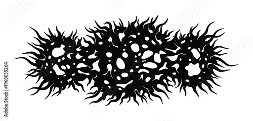Death metal logo element in brutal slam style, dark organic splatter vector, aggressive black metal aesthetic for band merchandise and streetwear