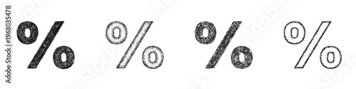 Sketch percentage sign font design set