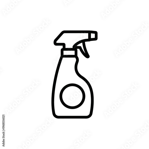 Minimalist Line Drawing of a Spray Bottle for Cleaning or Disinfection