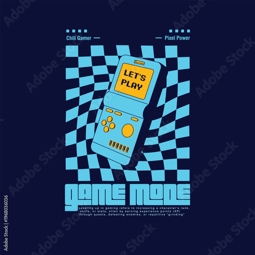 Game Mode retro vintage game pad vector illustration poster