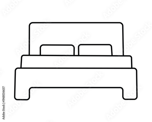 A line drawing of a bed with a headboard and two pillows