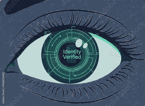 Biometric Iris Recognition and Identity Verification UI Vector