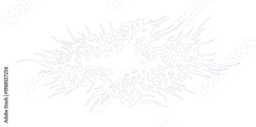 Abstract organic liquid splash vector, white fluid splatter with flowing tendrils, clean biological cell structure illustration on white background