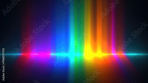 A vibrant and colorful light spectrum with rainbow hues shining brightly in the dark