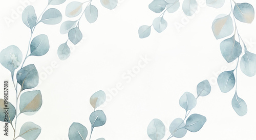Elegant vintage watercolour leaves background, minimalism.