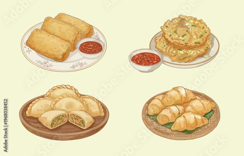 Indonesian Unique Food in watercolor style