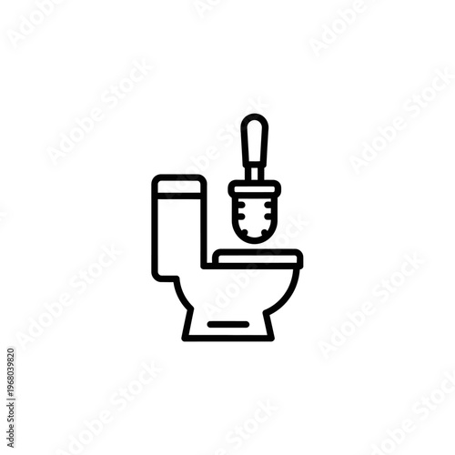 Minimalist Toilet with a Plunger for Plumbing Repairs and Bathroom Maintenance