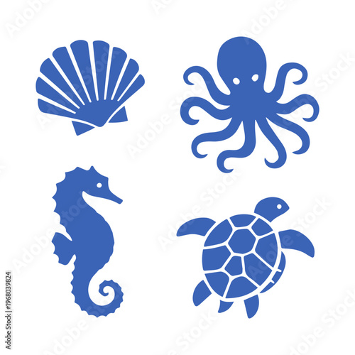 Marine Life Icons Set