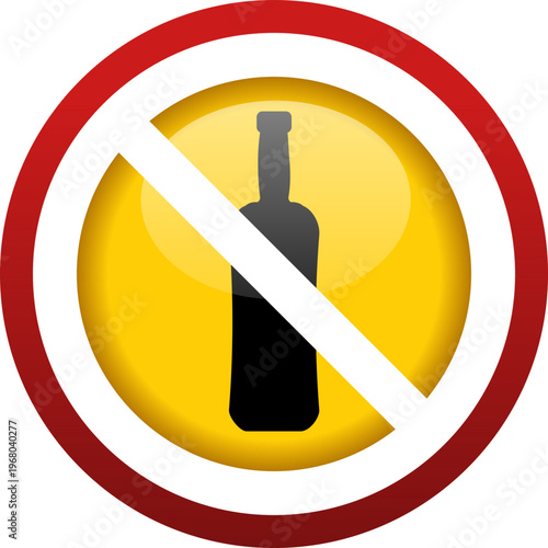 No Alcohol Prohibition Sign Icon for Restricted Areas