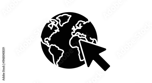 Skull man with headphones and sign vector illustration with globe icons and 3D design elements