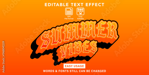 Editable graphic text effect summer vibes styles