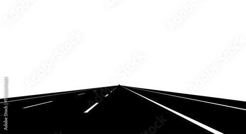 Asphalt road stretching into the morning horizon with clear sky and winding path