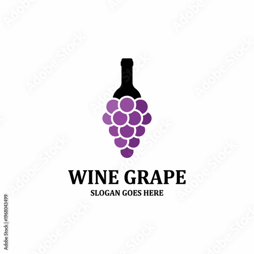 This image features a sleek logo design with a wine bottle and grapes, perfect for a winery or vineyard to capture the essence of fine wine and elegance in branding.