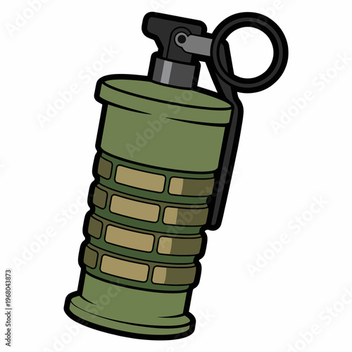 This whimsical cartoon-style image of a hand grenade adds a playful twist to a serious object, making it suitable for humorous contexts or artistic projects.