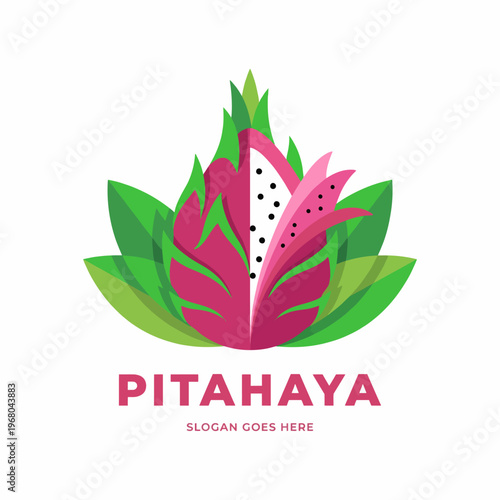 This stunning logo design features a vibrant pitahaya fruit with leafy elements, illustrating growth and vitality, ideal for health and organic brands.