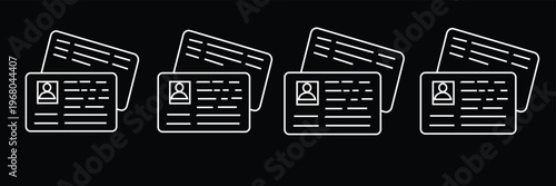 Art & Illustratio Personal Identification Card Icons – Vector ID Badge and Identity Document Symbol Set