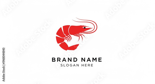 Striking Red Shrimp Logo Design for Seafood Brand Identity.