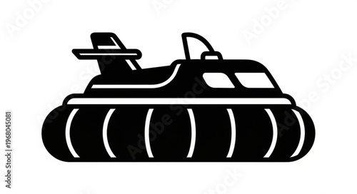 Stylized Black and White Hovercraft Illustration for Transportation Concepts.