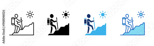 Adventure icon set multiple style collection