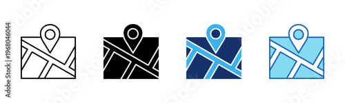 Map icon set multiple style collection