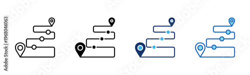 Route icon set multiple style collection