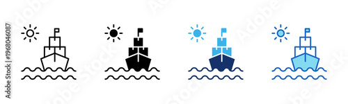 Ocean icon set multiple style collection