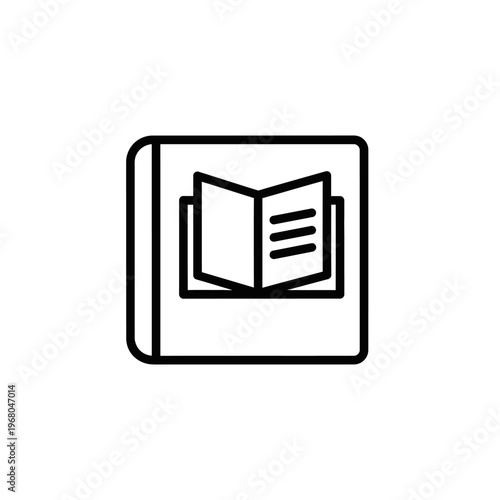 Open Book with Text on Pages in Minimalist Line Art Style for Educational or Literary Themes