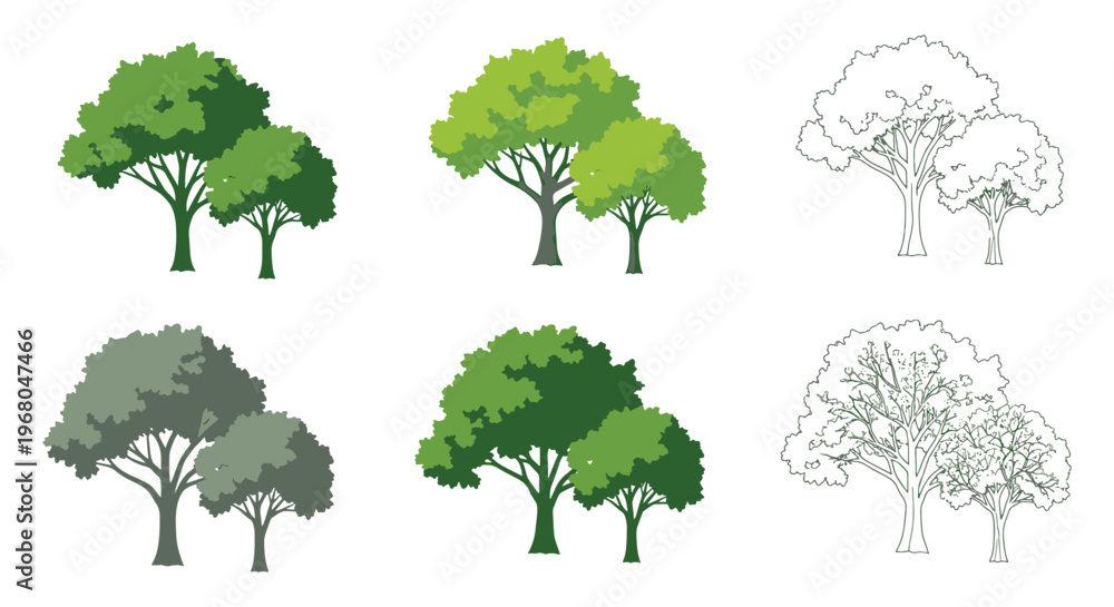 Fototapeta premium Architectural Nature CAD Collection – Trees, Plants & Landscape Design