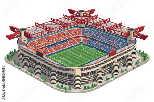 Stunning Stadium: A breathtaking illustration showcases a stadium, a monument to the grandeur of sports and a vibrant center for the sport, set against a stunning backdrop.