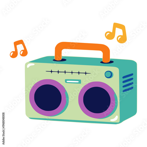 radio cassette tape stereo music audio sound flat color vector illustration template design