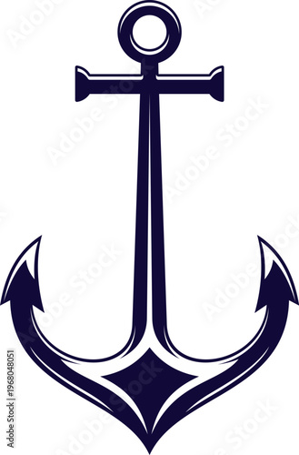 Boat ship anchor nautical tattoo object. Boat iron hook maritime heraldic element, vessel metal anchor marine heraldry vector sign. Ship equipment navy medieval crest symbol or object