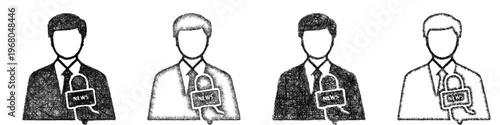 Sketch journalist icon design set