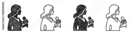 Sketch news reporter icon design set