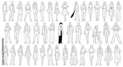 Fashion Drawing Templates Vector Stylized Female Body Male Figures Croquis Illustration Design Set