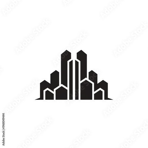 Stylized Cityscape Silhouette with Modern Architectural Design Elements.
