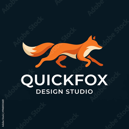 An attractive design of a fox in mid-stride, showcasing its flowing orange fur, emphasizing agility and charm, while celebrating nature through a dynamic and modern illustration.