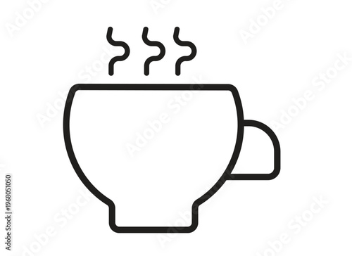 Simple Outlined Coffee or Tea Cup Icon – Minimal Hot Drink Vector Illustration