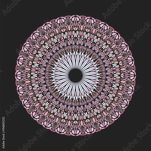 Colorful round geometrical floral ornament pattern mandala
