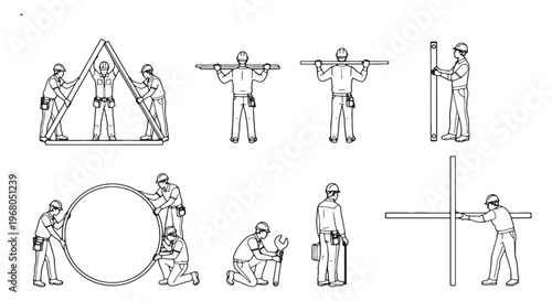 Men at Work Silhouettes – Construction & Industrial CAD Vector Pack