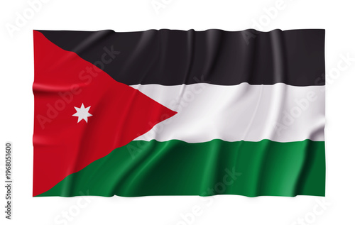Free Download Jordan country flag isolated on a transparent background. Silk atlas detailed fabric flag. Vector PNG - GFXLoad