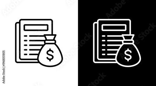 Budget Report White Icon Set Design