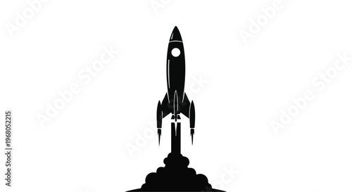 Rocket blasting off with powerful exhaust plumes represents innovation and progress, symbolizing new business ventures and successful project launches.