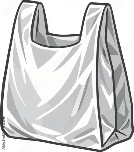 Gray translucent plastic bag