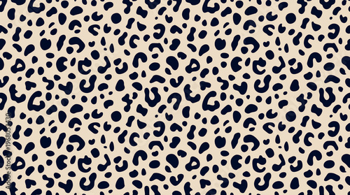 A seamless pattern featuring dark blue leopard spots on a tan background
