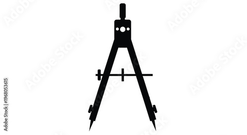 A black silhouette of a drafting compass a tool used for drawing circles and arcs