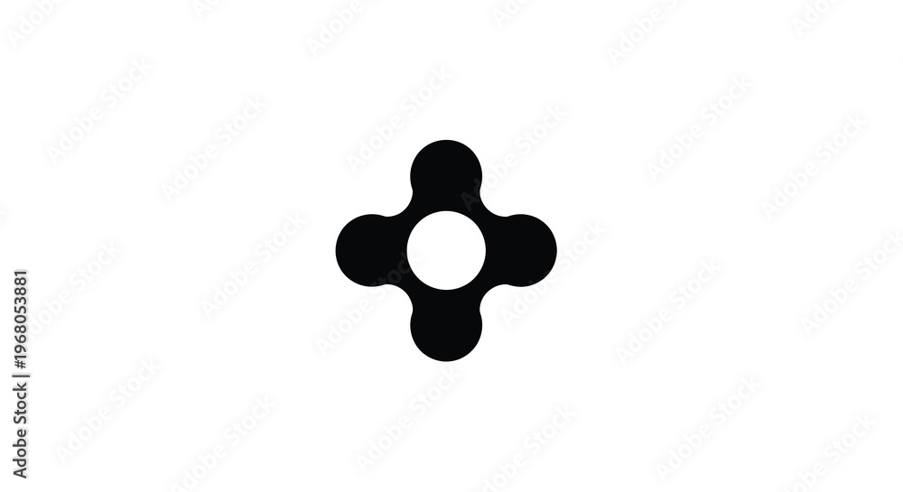 Fototapeta premium A minimalist image featuring a black four pointed star like glyph on a white background